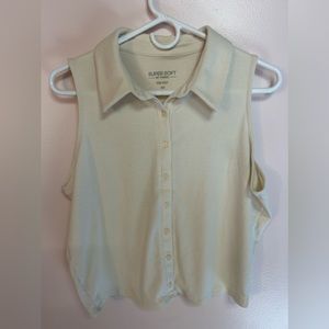 Torrid Super Soft Collared Ripped Tank Top Size 00 Cream